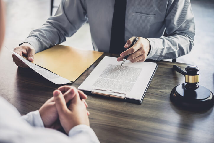 Attorney sitting with client